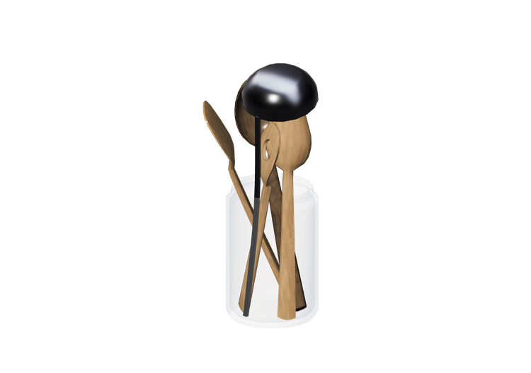 Crockery and cutlery 3D - Container with kitchen utensils -... Crockery and cutlery 3D - Container with kitchen utensils -...