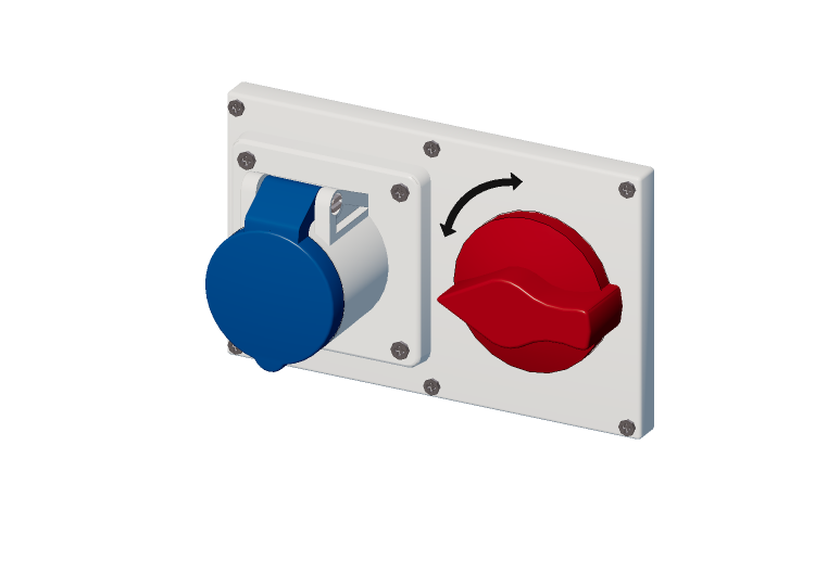 Toma horizontal interbloqueada con interruptor IP 44 200 V... Toma horizontal interbloqueada con interruptor IP 44 200 V...