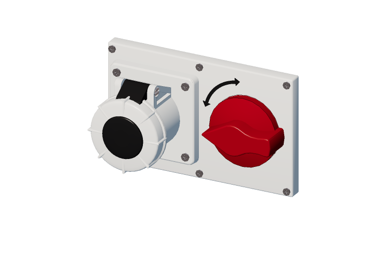 Toma horizontal interbloqueada con interruptor IP 67 480 V... Toma horizontal interbloqueada con interruptor IP 67 480 V...