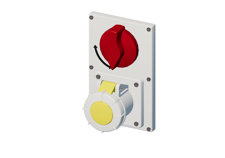 Vertical interlocked socket with switch IP 67 100 V - 130 V... Vertical interlocked socket with switch IP 67 100 V - 130 V...