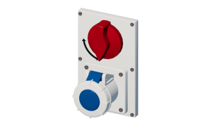 Vertical interlocked socket with switch IP 67 200 V - 250 V