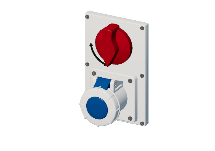 Vertical interlocked socket with switch IP 67 200 V - 250 V... Vertical interlocked socket with switch IP 67 200 V - 250 V...