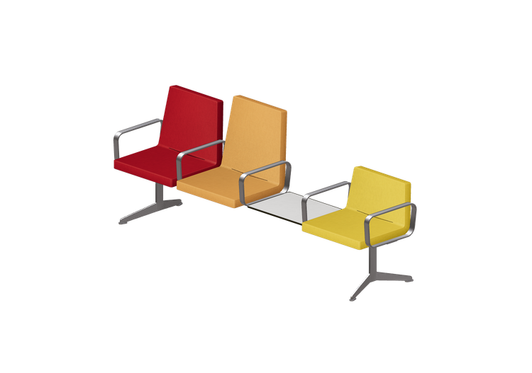 Sillas 3D - Hilera de sillas 3 plazas y mesa de apoyo -... Sillas 3D - Hilera de sillas 3 plazas y mesa de apoyo -...