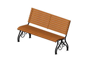 Benches and Planters 3D - Metal and wooden bench 150x60x85cm - Hobbyka &ndash; Vienna NOVA