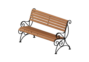 Benches and Planters 3D - Metal and wooden bench 150x70x85cm - Hobbyka &ndash; Orchid