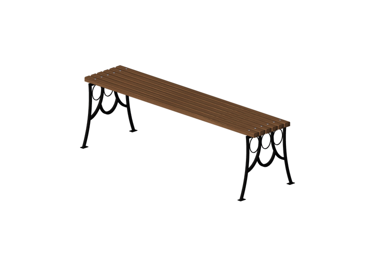 Bancos y Macetas 3D - Banco sin respaldo de madera y hierro... Bancos y Macetas 3D - Banco sin respaldo de madera y hierro...