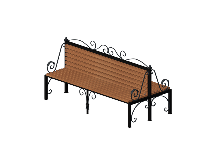 Panchine e Fioriere 3D - Panchina in legno e metallo... Panchine e Fioriere 3D - Panchina in legno e metallo...
