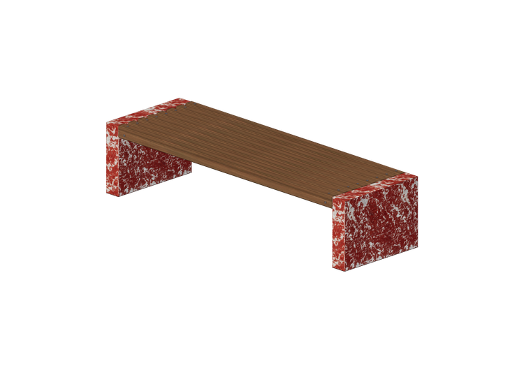 Bancos y Macetas 3D - Banco sin respaldo de madera y hierro... Bancos y Macetas 3D - Banco sin respaldo de madera y hierro...