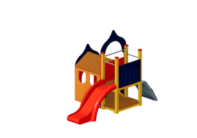 3D Playgrounds - Wooden tot house with ramp/slide - Holzhof - CASABLANCA XS11