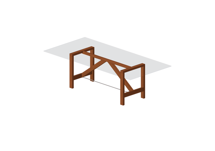 Mesas 3D - Mesa de madera con superficie de vidrio - Horm -... Mesas 3D - Mesa de madera con superficie de vidrio - Horm -...