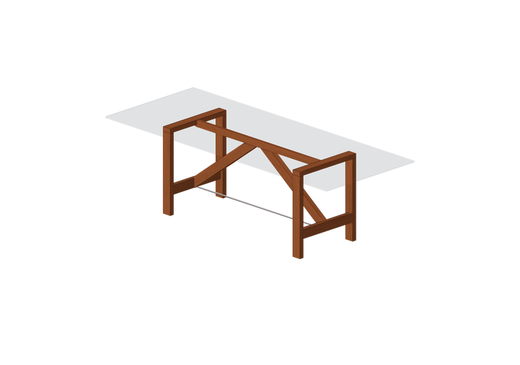 3D Tisch - Holztisch mit Glasplatte - Horm - Capriata Glass... 3D Tisch - Holztisch mit Glasplatte - Horm - Capriata Glass...