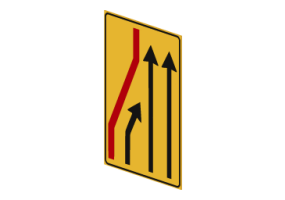 Sinal de via de tr&acirc;nsito suprimida (supress&atilde;o de via de tr&acirc;nsito &agrave; esquerda) - 411/b