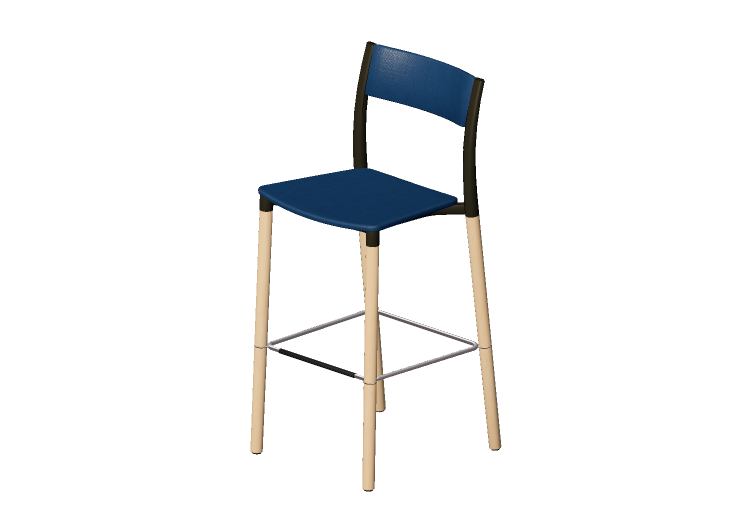 3D Chairs - Stool with upholstered seat and back -... 3D Chairs - Stool with upholstered seat and back -...