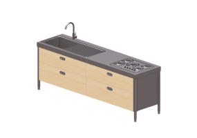 Cucine 3D - Cucina componibile - Alpes Inox 