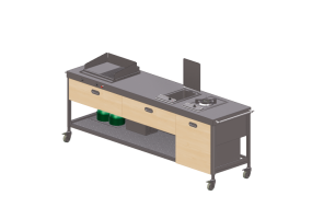 Cuisine 3D - Grill &agrave; gaz avec friteuse et plaque de cuisson - Alpes Inox