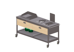 Cuisine 3D - Grill &agrave; gaz avec friteuse et plaque de cuisson - Alpes Inox