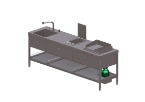 Cuisine 3D - Grill &agrave; gaz avec friteuse et &eacute;vier - Alpes Inox