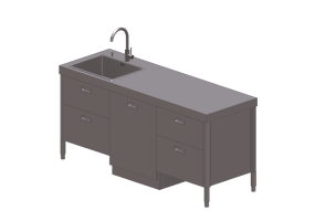 Lavabos et éviers 3D - Évier avec tiroirs et lave vaisselle - Alpes Inox