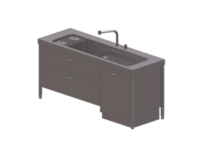 Lavabos et éviers 3D - Évier avec tiroirs et lave vaisselle - Alpes Inox