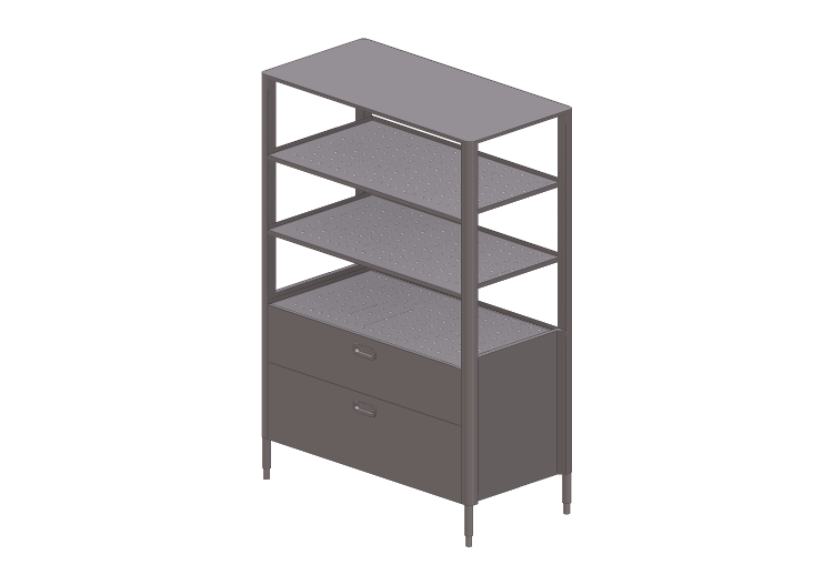 Colunas 3D - Coluna com prateleiras e gaveta - Alpes Inox -... Colunas 3D - Coluna com prateleiras e gaveta - Alpes Inox -...
