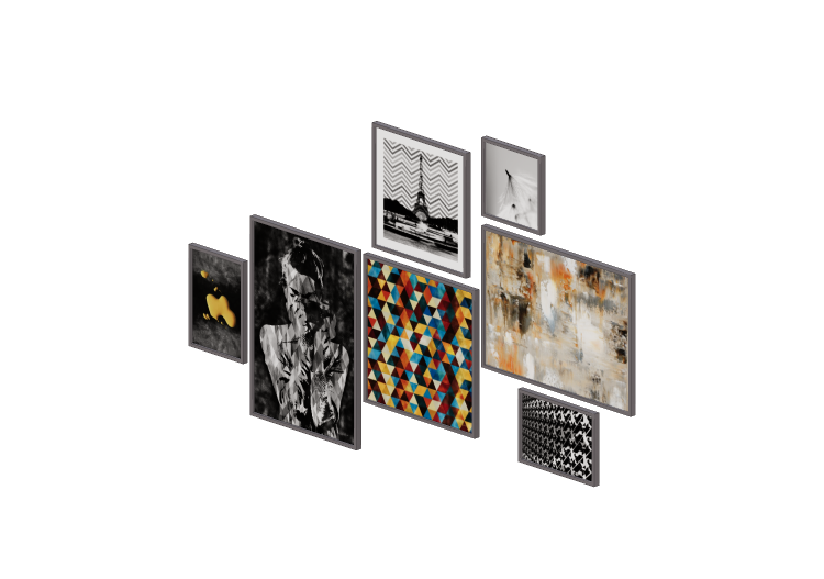 Tableaux 3D - Composition de sept tableaux – Ammo Quadros -... Tableaux 3D - Composition de sept tableaux – Ammo Quadros -...