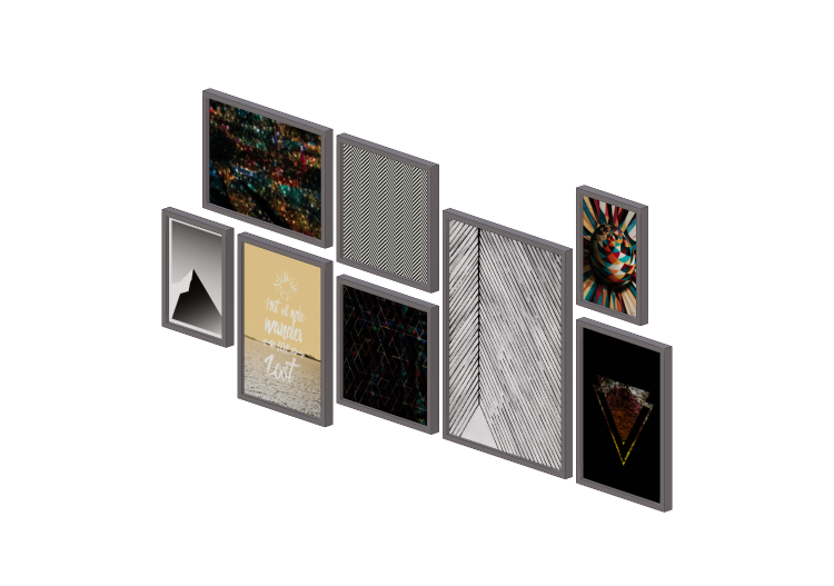 Cuadros 3D - Composición de ocho cuadros – Ammo Quadros -... Cuadros 3D - Composición de ocho cuadros – Ammo Quadros -...
